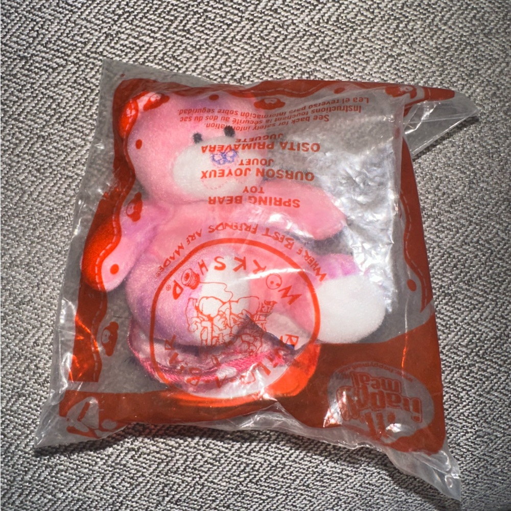Build a Bear Workshop Spring Bear McDonalds Happy Meal Toy 7 Pink Plush 2007 HTF